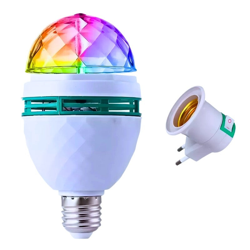 Lampada Giratória Rgb P/ Festas Bivolt + Adaptador Bivolt