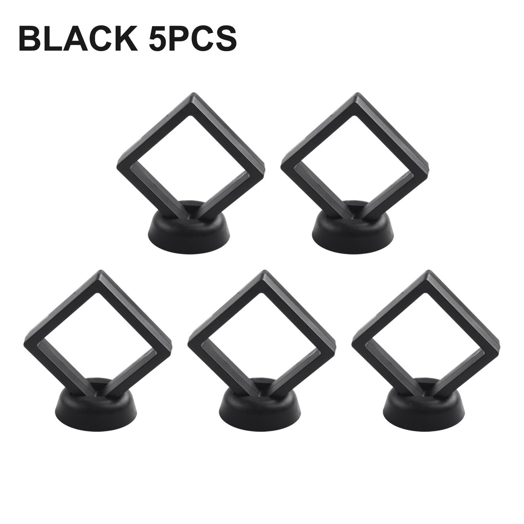 5/10pcs 3D Floating Frame Jewelry Ring Coin Display Stand Holder Storage Box Hou