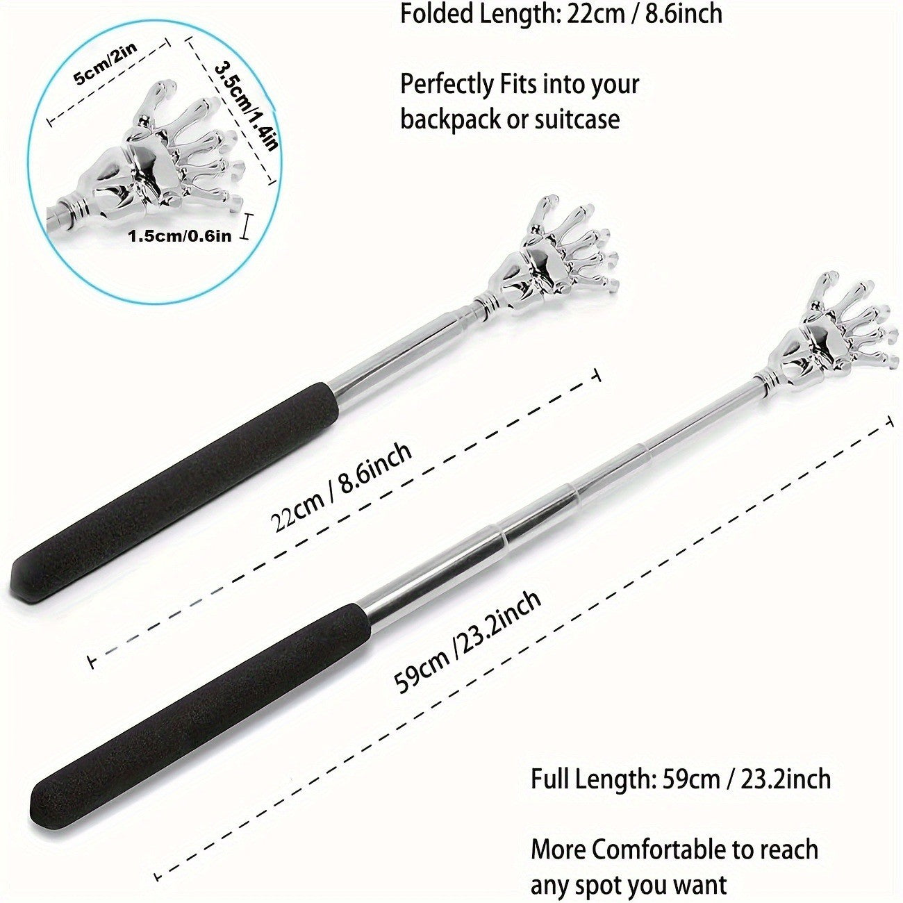 Portable Extendable Back Scratcher Stainless Steel Telescoping Back Scratcher fo