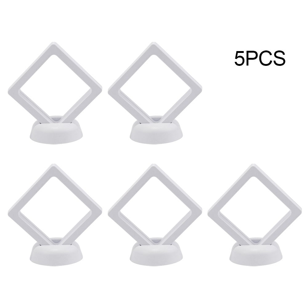 5/10pcs 3D Floating Frame Jewelry Ring Coin Display Stand Holder Storage Box Hou