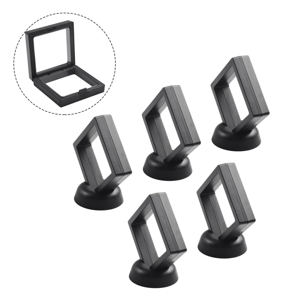 5/10pcs 3D Floating Frame Jewelry Ring Coin Display Stand Holder Storage Box Hou