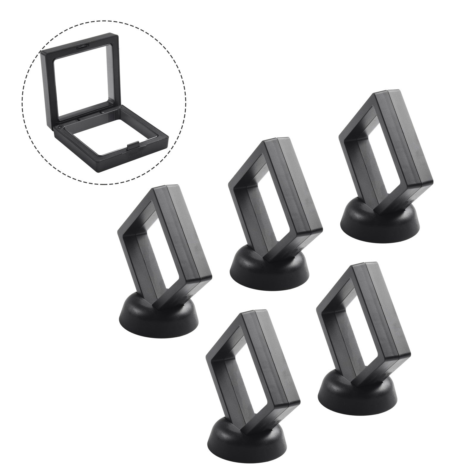 5/10pcs 3D Floating Frame Jewelry Ring Coin Display Stand Holder Storage Box Hou