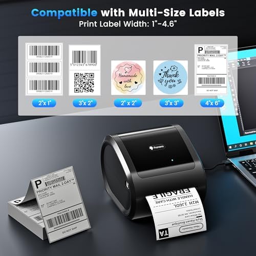 Phomemo Ethernet Thermal Label Printer 4x6, Bluetooth Shipping Label Printer for Small Business, Home, Office, 300DPI Wireless Thermal Printers Compatible with Ethernet/Bluetooth/USB, Etsy, USPS