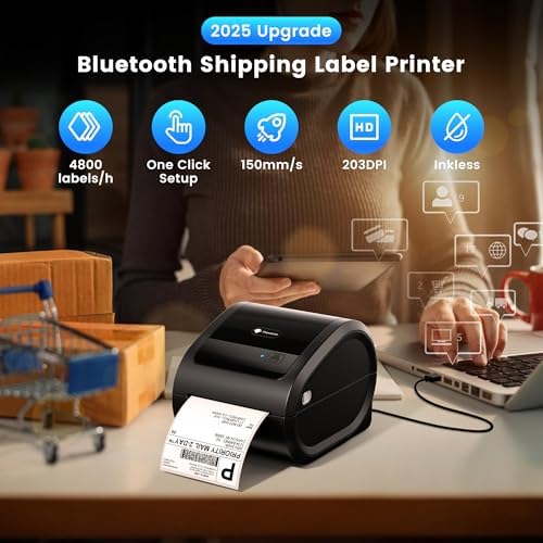 Phomemo Ethernet Thermal Label Printer 4x6, Bluetooth Shipping Label Printer for Small Business, Home, Office, 300DPI Wireless Thermal Printers Compatible with Ethernet/Bluetooth/USB, Etsy, USPS