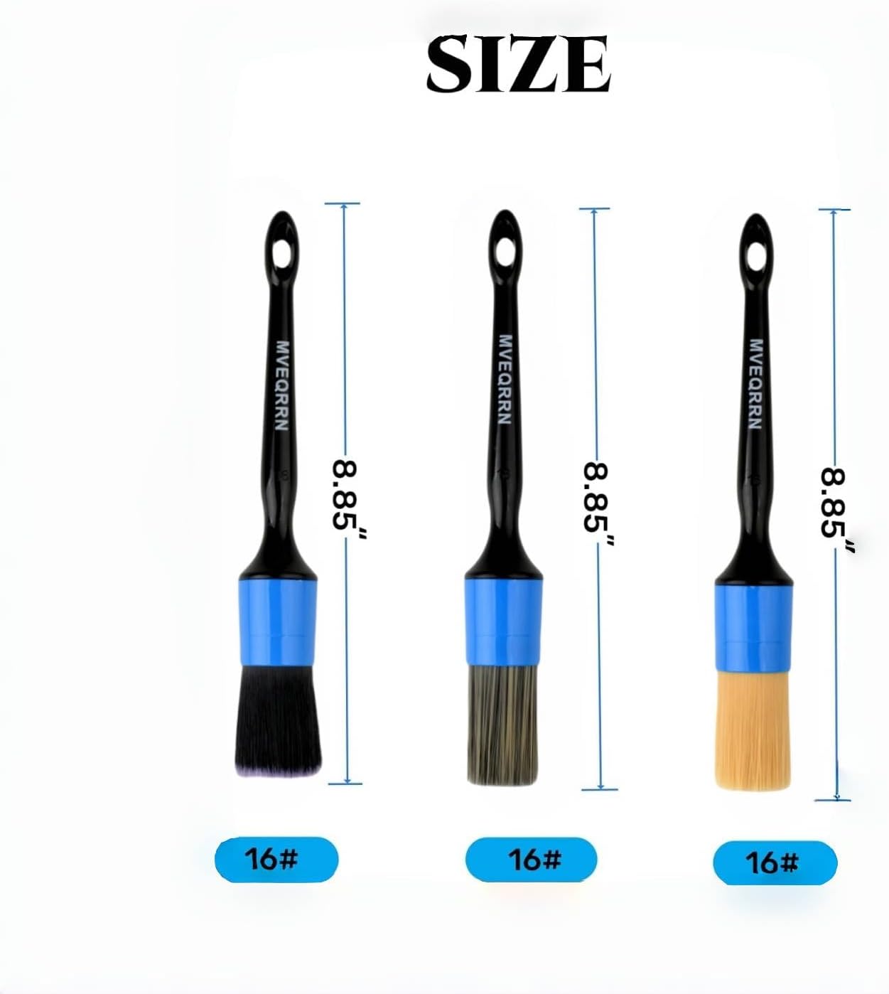 MVEQRRN 6pcs Car Detailing Brush Set - 2pcs Boar's Hair Car Detailing Brushes, 2pcs Ultra Soft No Scratch Detailing Brushes for Air Vent, Leather Seat, 2pcs Detail Brushes Car Detailing for Interior Exterior