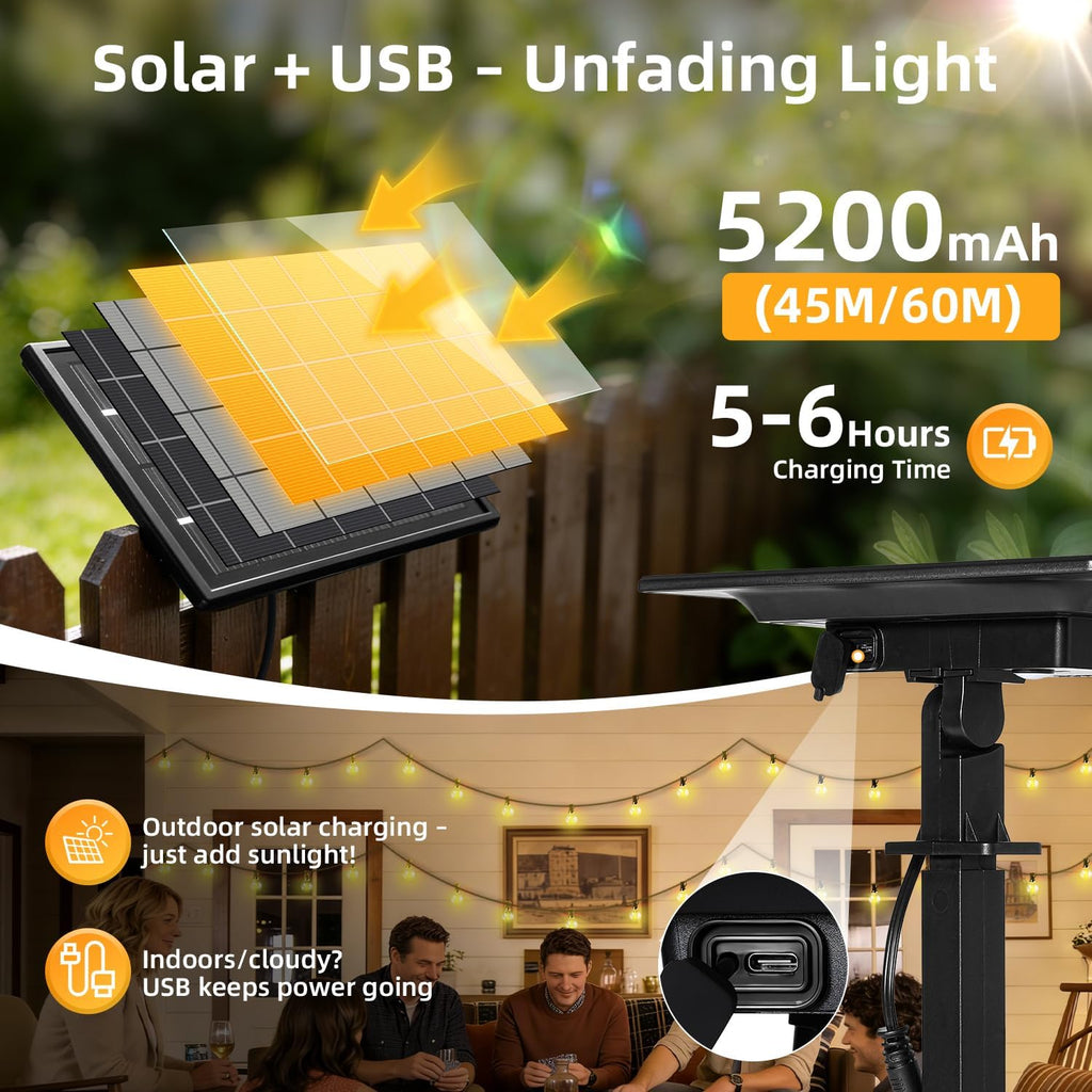 100FT Solar Lights Outdoor Waterproof: G40 30M Shatterproof Bulbs Patio Lights - Solar Powered Remote Control 3 Light Modes Dimmable Solar Light - Camping Backyard Garden Deck Outside Yard