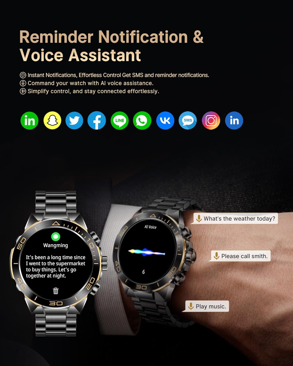 Smart Watch for Men Answer/Make Call for Android iPhone, 1.43" AMOLED HD Screen Men's Luxury Watch, 400mAh Heavy Duty Smartwatch Heart Rate Blood Oxygen Blood Pressure Sleep Monitor Pedometer, 2 Straps