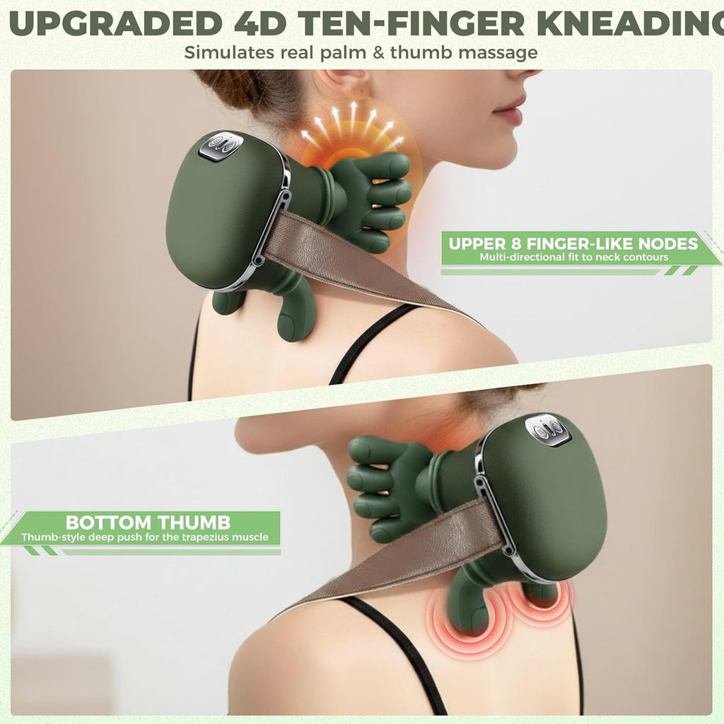 Shoulder and Neck Massager with Heat, 4D Bionic Heated Neck Massager with Fingers Simulates a Real Palm Massage for Pain Relief, Deep Tissue, Relaxation, Muscle Tension, Ideal Gift for Men and Women