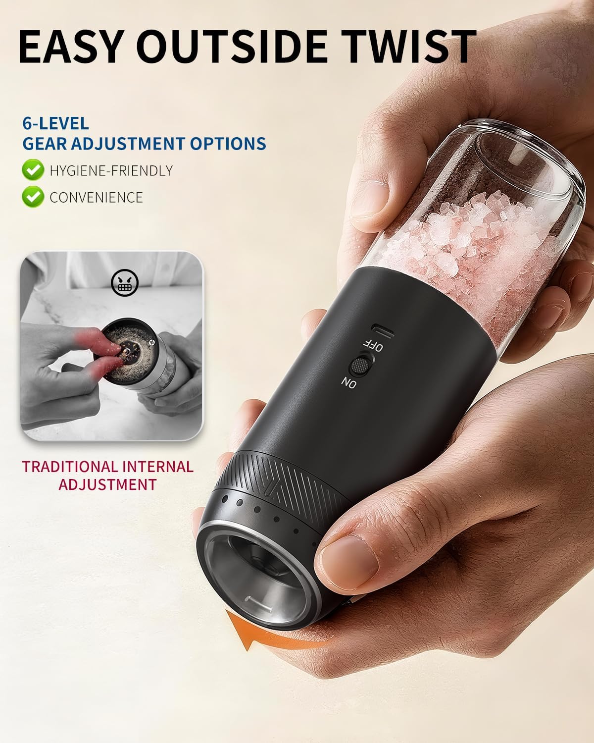 CIRCLE JOY Gravity Electric Salt and Pepper Grinder Set Automatic Salt and Pepper Grinder Set with LED Light, Battery Operated, Adjustable Coarseness, Large Capacity, for Home Kitchen BBQ, Black