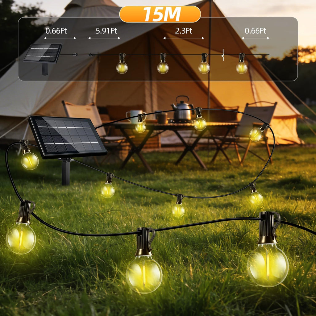 100FT Solar Lights Outdoor Waterproof: G40 30M Shatterproof Bulbs Patio Lights - Solar Powered Remote Control 3 Light Modes Dimmable Solar Light - Camping Backyard Garden Deck Outside Yard
