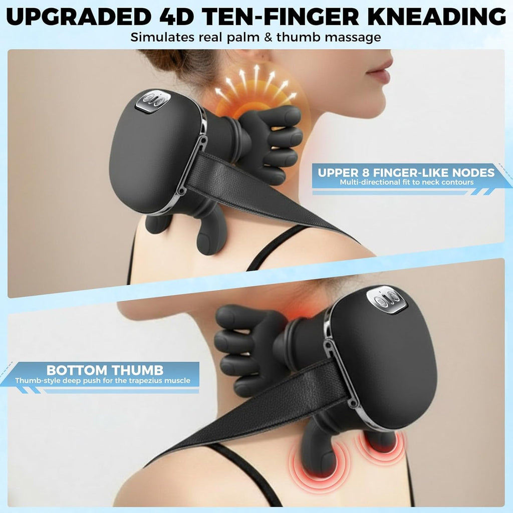 Shoulder and Neck Massager with Heat, 4D Bionic Heated Neck Massager with Fingers Simulates a Real Palm Massage for Pain Relief, Deep Tissue, Relaxation, Muscle Tension, Ideal Gift for Men and Women