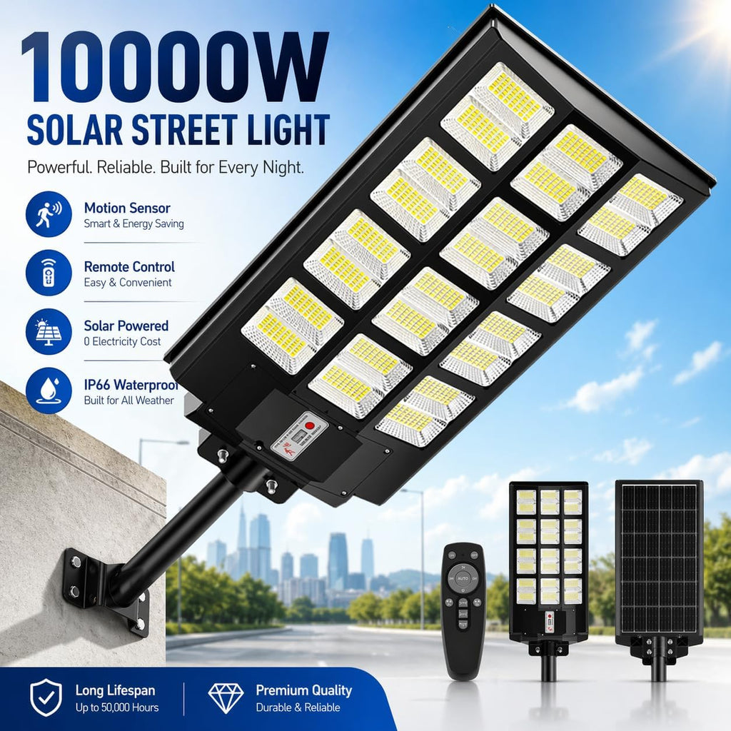 Sunwish Solar Lights Outdoor Waterproof 5000W, 6500K LED Solar Street Light with Motion Sensor & Dusk to Dawn, Security Flood Lights Outdoor with Remote Control for Parking Lot, Yard, Garage (2-Pack)