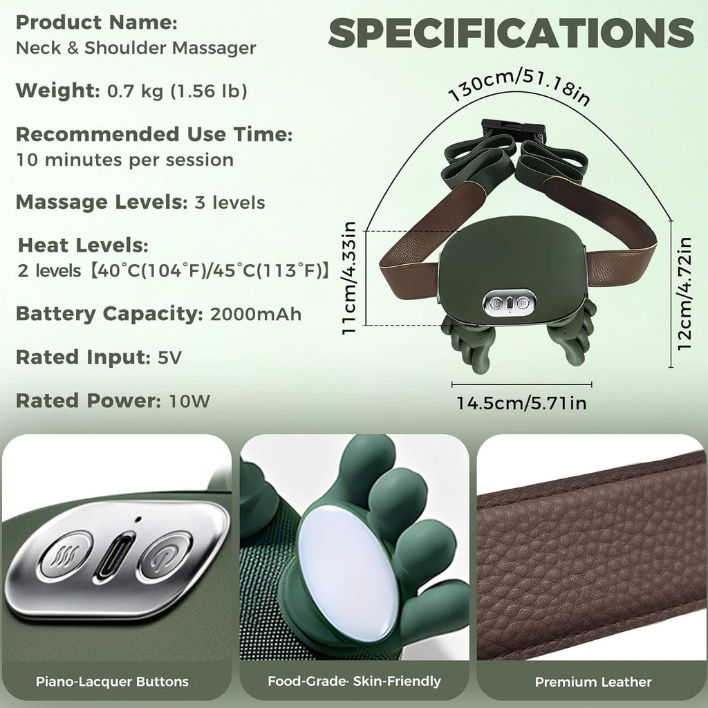 Shoulder and Neck Massager with Heat, 4D Bionic Heated Neck Massager with Fingers Simulates a Real Palm Massage for Pain Relief, Deep Tissue, Relaxation, Muscle Tension, Ideal Gift for Men and Women