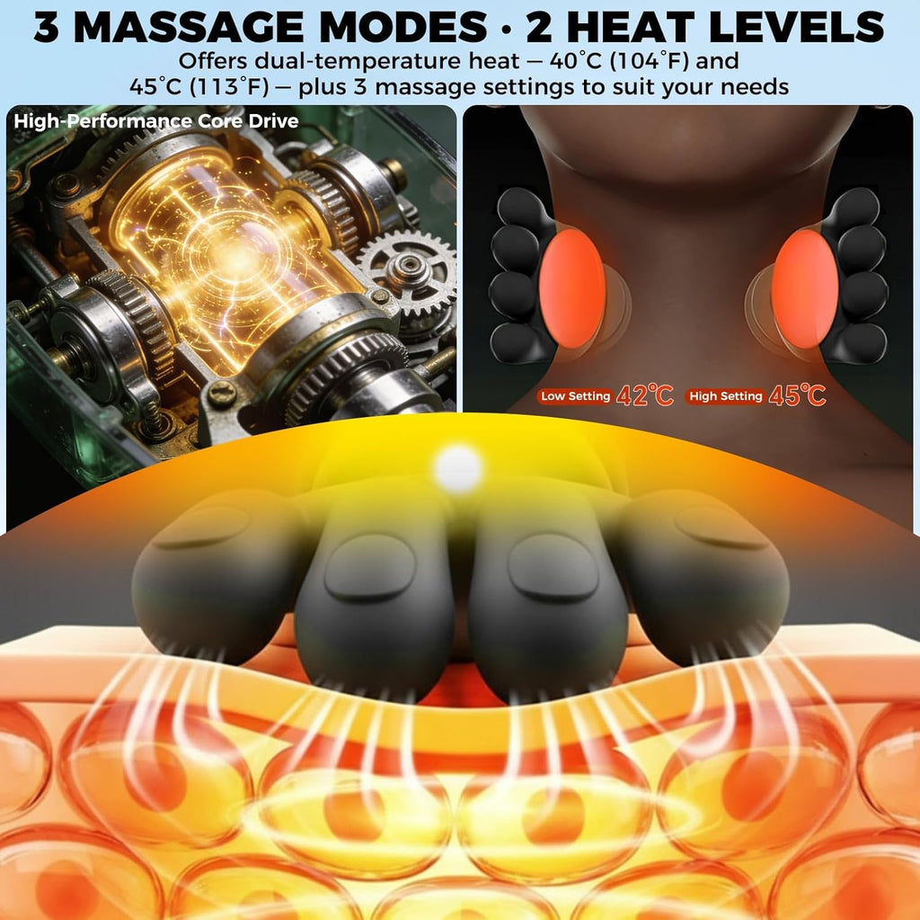 Shoulder and Neck Massager with Heat, 4D Bionic Heated Neck Massager with Fingers Simulates a Real Palm Massage for Pain Relief, Deep Tissue, Relaxation, Muscle Tension, Ideal Gift for Men and Women