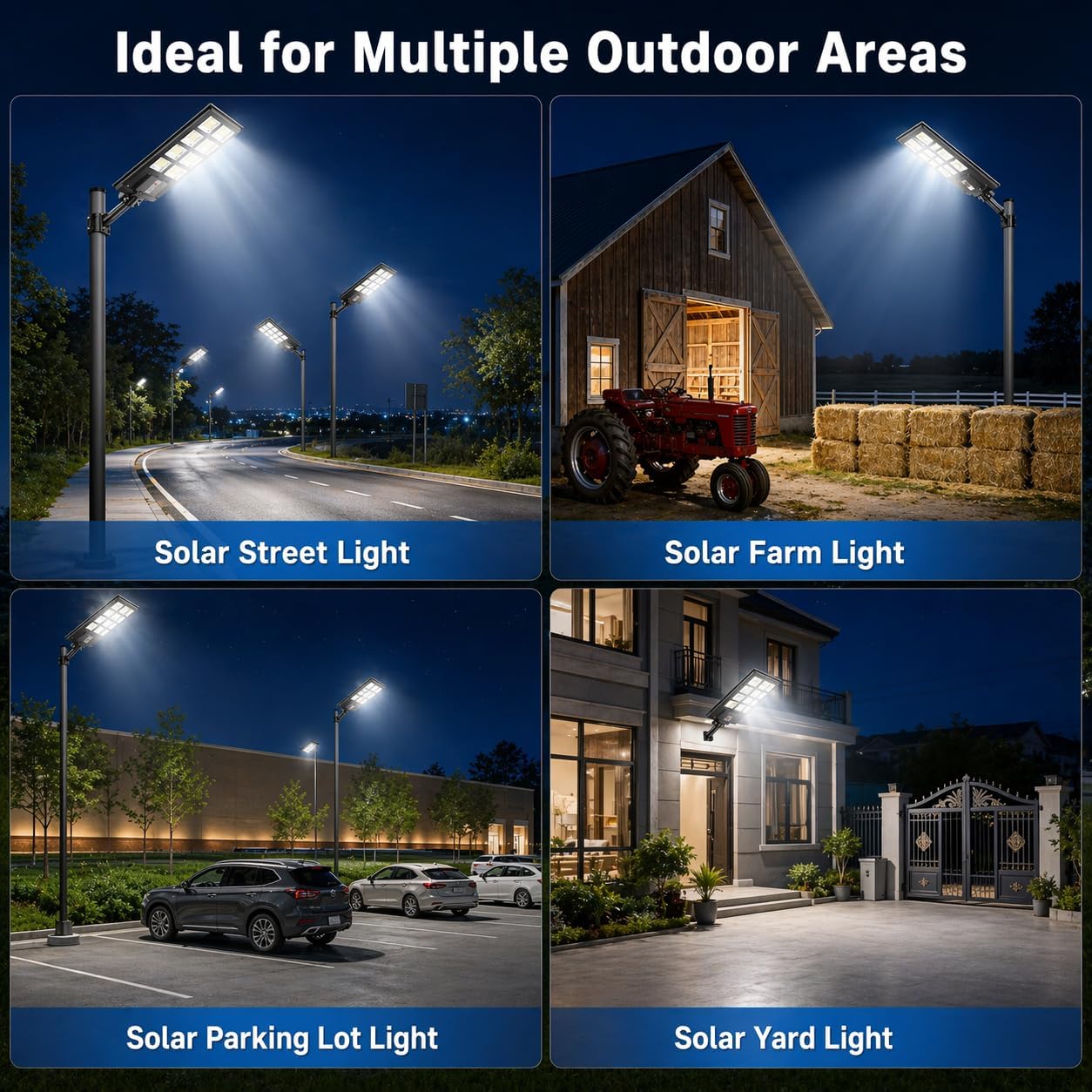 Sunwish Solar Lights Outdoor Waterproof 5000W, 6500K LED Solar Street Light with Motion Sensor & Dusk to Dawn, Security Flood Lights Outdoor with Remote Control for Parking Lot, Yard, Garage (2-Pack)