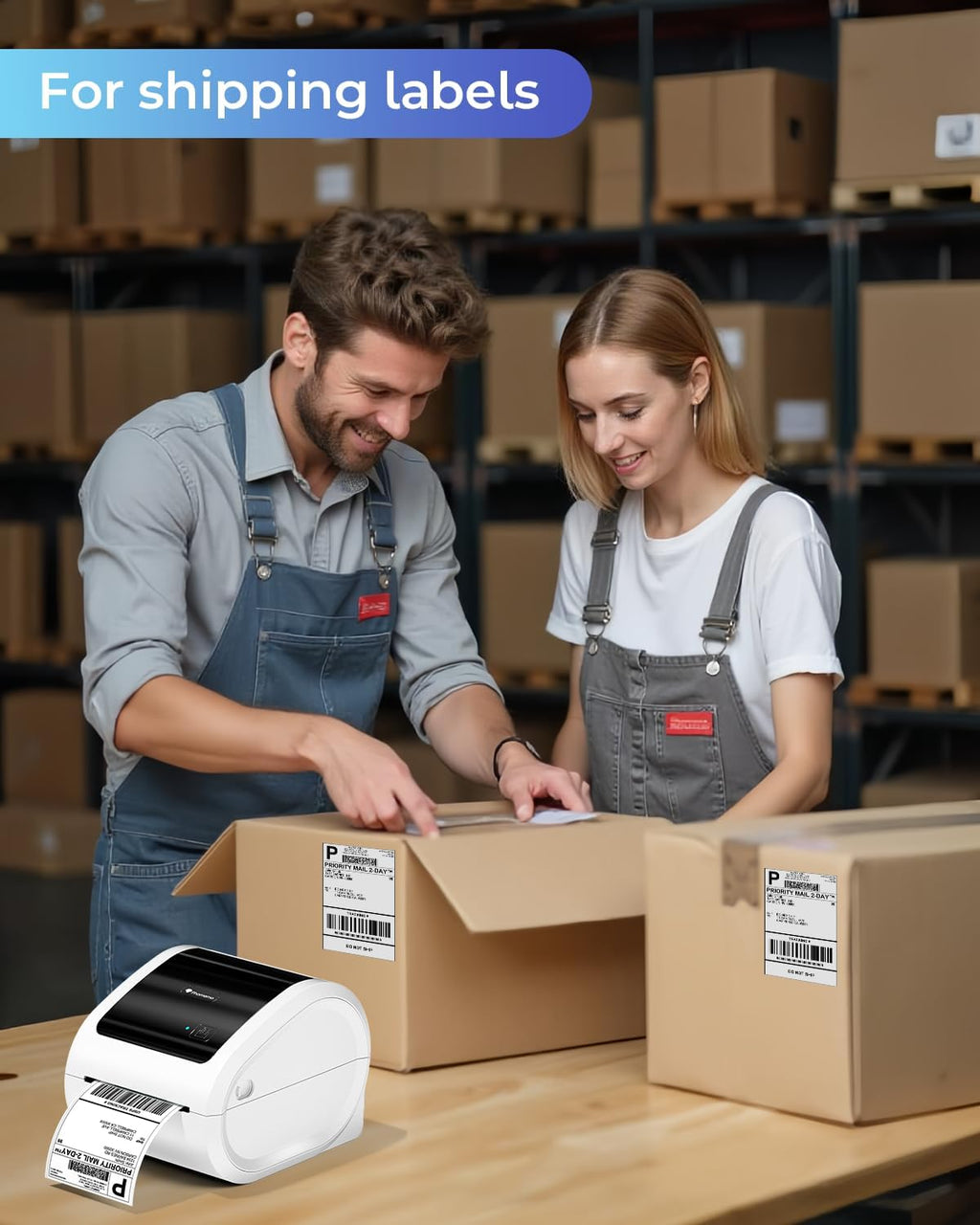 Phomemo Ethernet Thermal Label Printer 4x6, Bluetooth Shipping Label Printer for Small Business, Home, Office, 300DPI Wireless Thermal Printers Compatible with Ethernet/Bluetooth/USB, Etsy, USPS