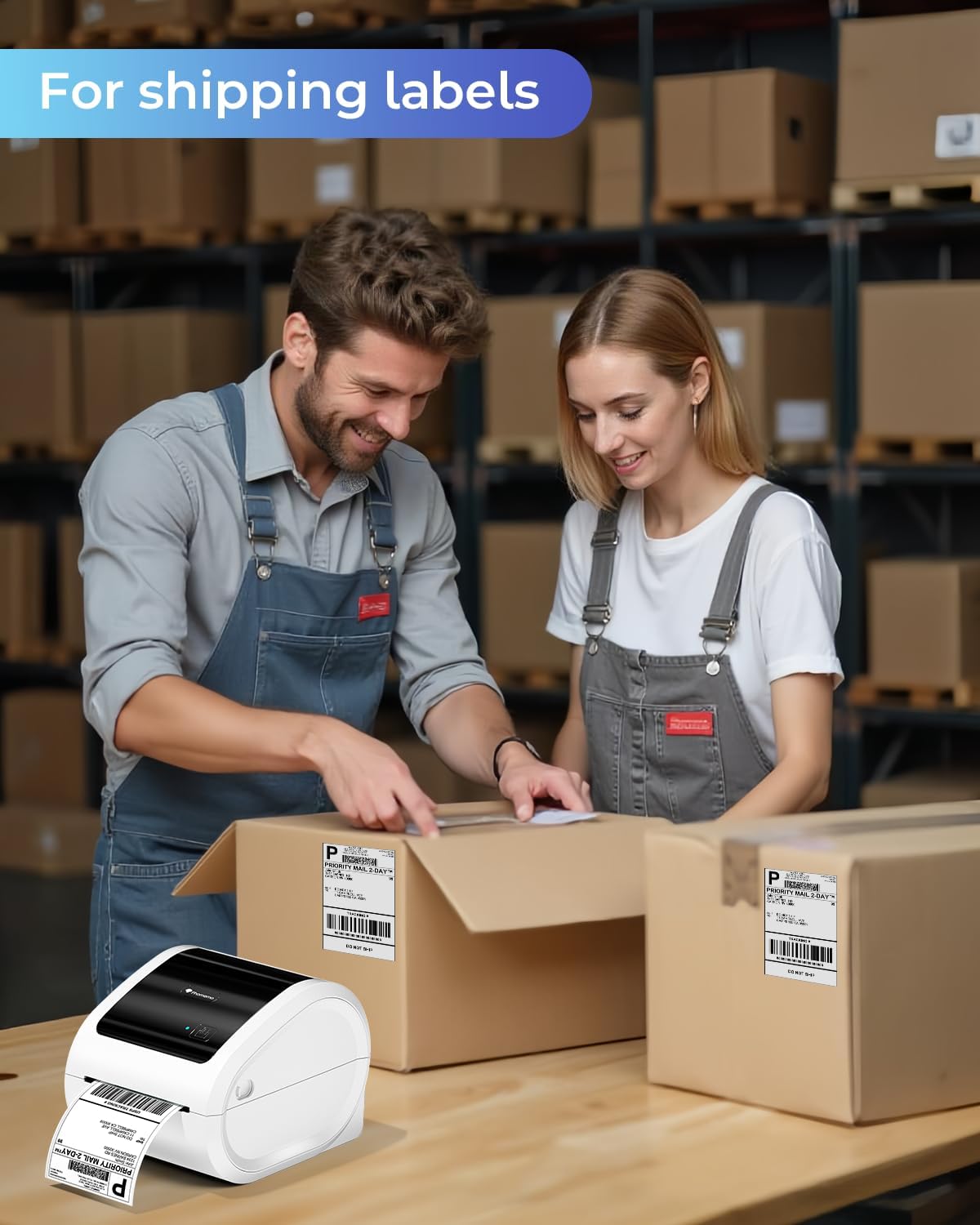 Phomemo Ethernet Thermal Label Printer 4x6, Bluetooth Shipping Label Printer for Small Business, Home, Office, 300DPI Wireless Thermal Printers Compatible with Ethernet/Bluetooth/USB, Etsy, USPS