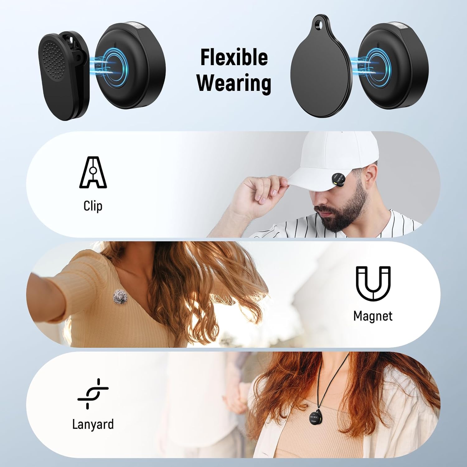 NEEWER KM19 Lightweight Wireless Lavalier Microphone, 48kHz/24bit 30H Battery 3-Level Noise Cancelling Mute Stereo 100m Range Mini Lav Mic with App Control, Compatible with iPhone Android Phone PC
