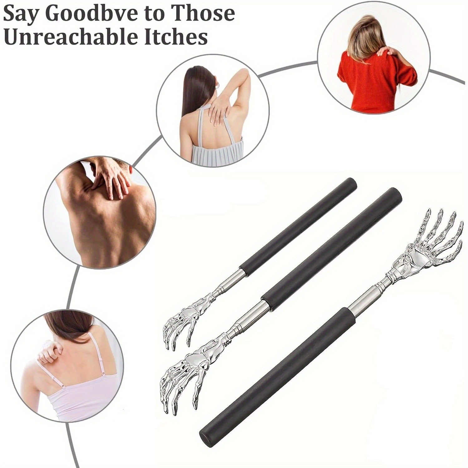 Portable Extendable Back Scratcher Stainless Steel Telescoping Back Scratcher fo