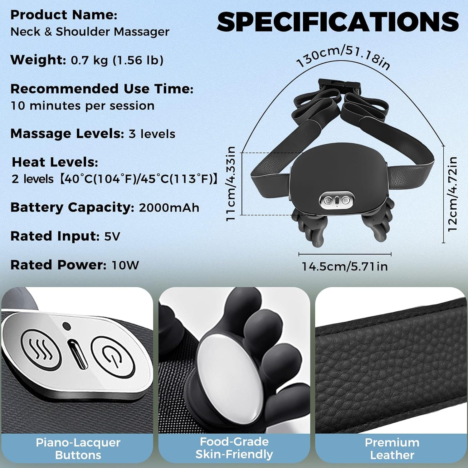 Shoulder and Neck Massager with Heat, 4D Bionic Heated Neck Massager with Fingers Simulates a Real Palm Massage for Pain Relief, Deep Tissue, Relaxation, Muscle Tension, Ideal Gift for Men and Women