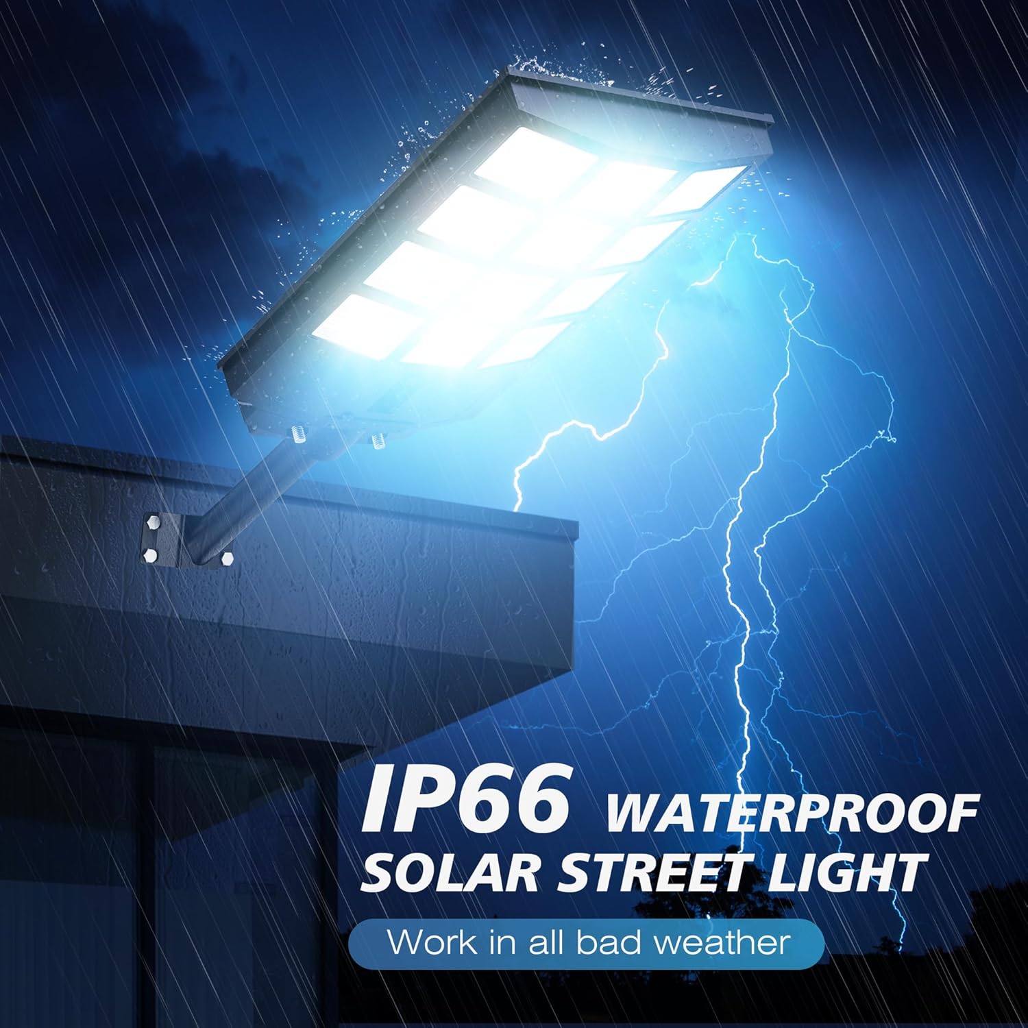 Sunwish Solar Lights Outdoor Waterproof 5000W, 6500K LED Solar Street Light with Motion Sensor & Dusk to Dawn, Security Flood Lights Outdoor with Remote Control for Parking Lot, Yard, Garage (2-Pack)
