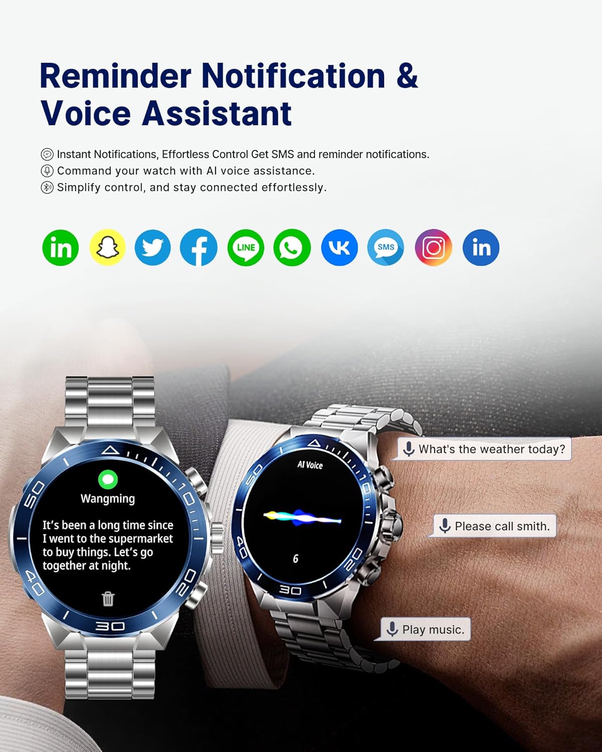Smart Watch for Men Answer/Make Call for Android iPhone, 1.43" AMOLED HD Screen Men's Luxury Watch, 400mAh Heavy Duty Smartwatch Heart Rate Blood Oxygen Blood Pressure Sleep Monitor Pedometer, 2 Straps