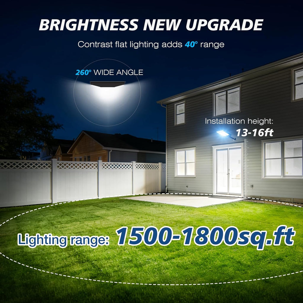 Sunwish Solar Lights Outdoor Waterproof 5000W, 6500K LED Solar Street Light with Motion Sensor & Dusk to Dawn, Security Flood Lights Outdoor with Remote Control for Parking Lot, Yard, Garage (2-Pack)