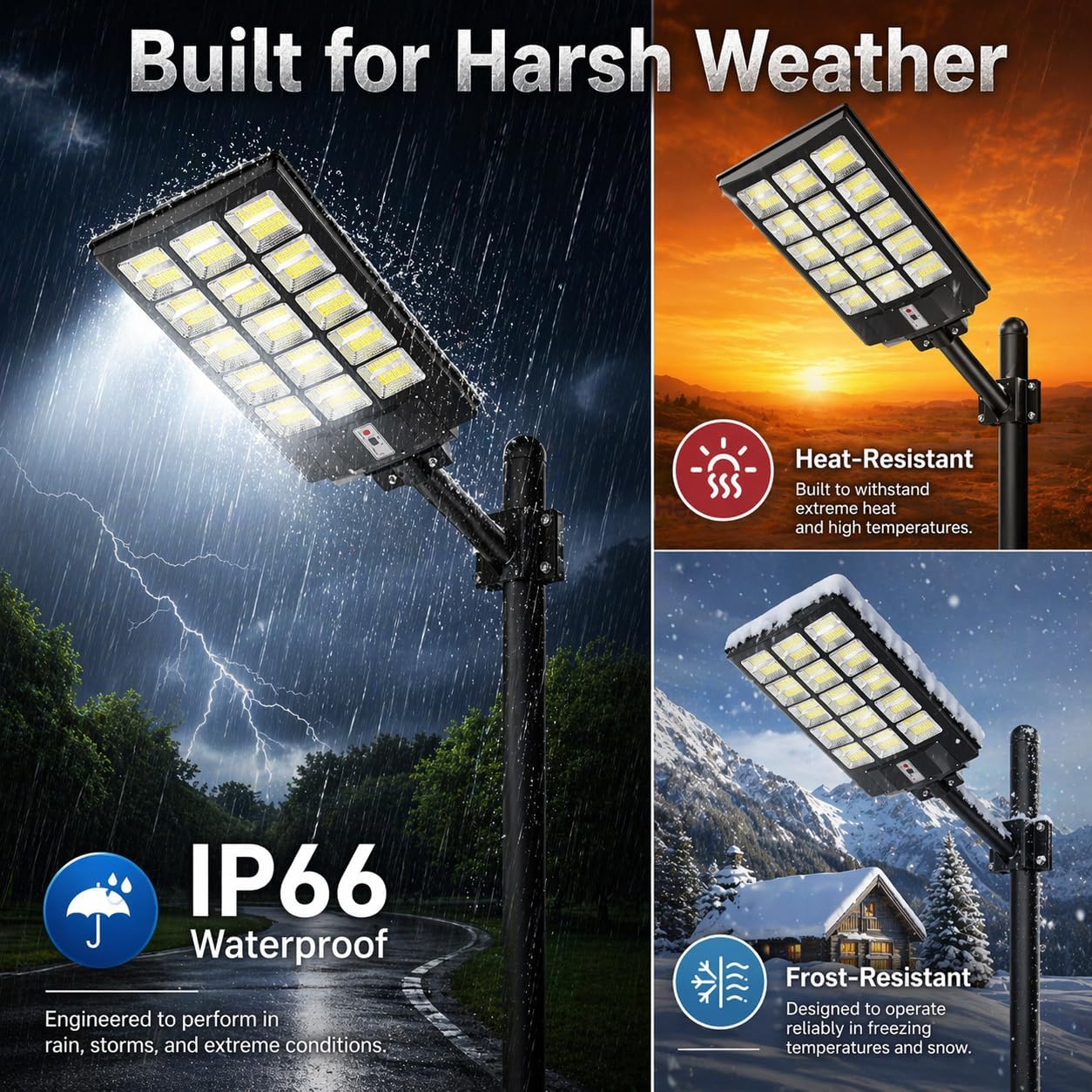 Sunwish Solar Lights Outdoor Waterproof 5000W, 6500K LED Solar Street Light with Motion Sensor & Dusk to Dawn, Security Flood Lights Outdoor with Remote Control for Parking Lot, Yard, Garage (2-Pack)