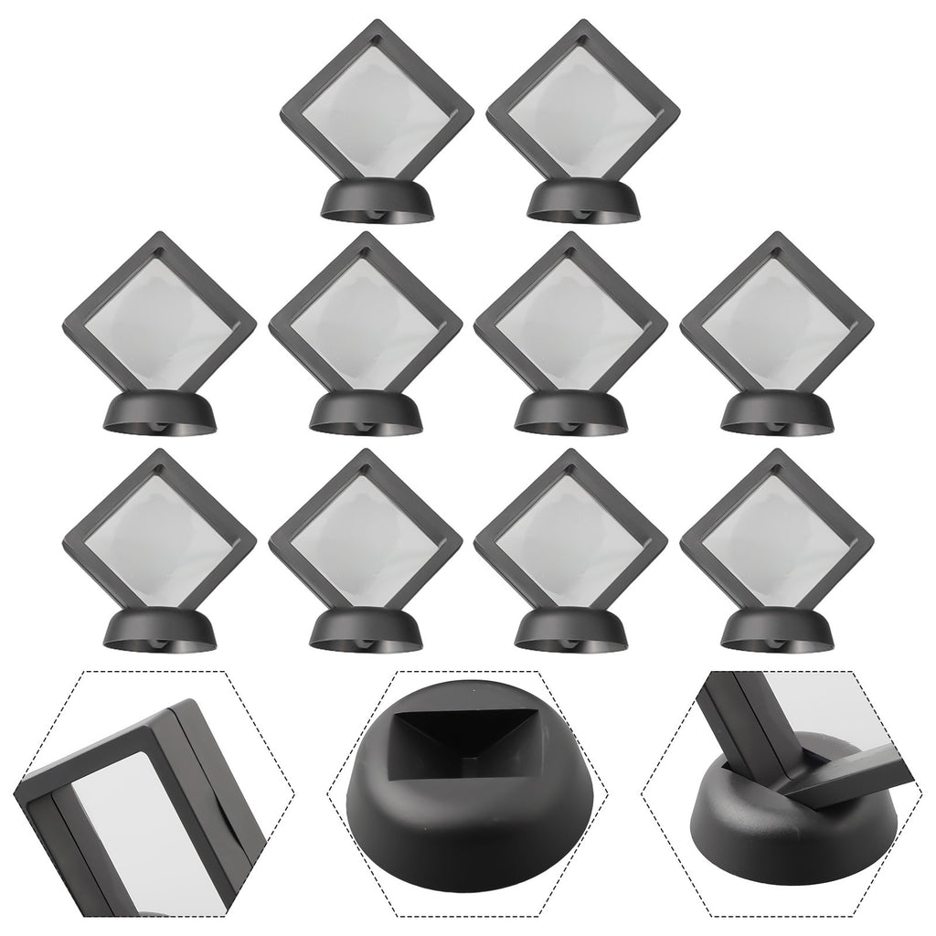 5/10pcs 3D Floating Frame Jewelry Ring Coin Display Stand Holder Storage Box Hou