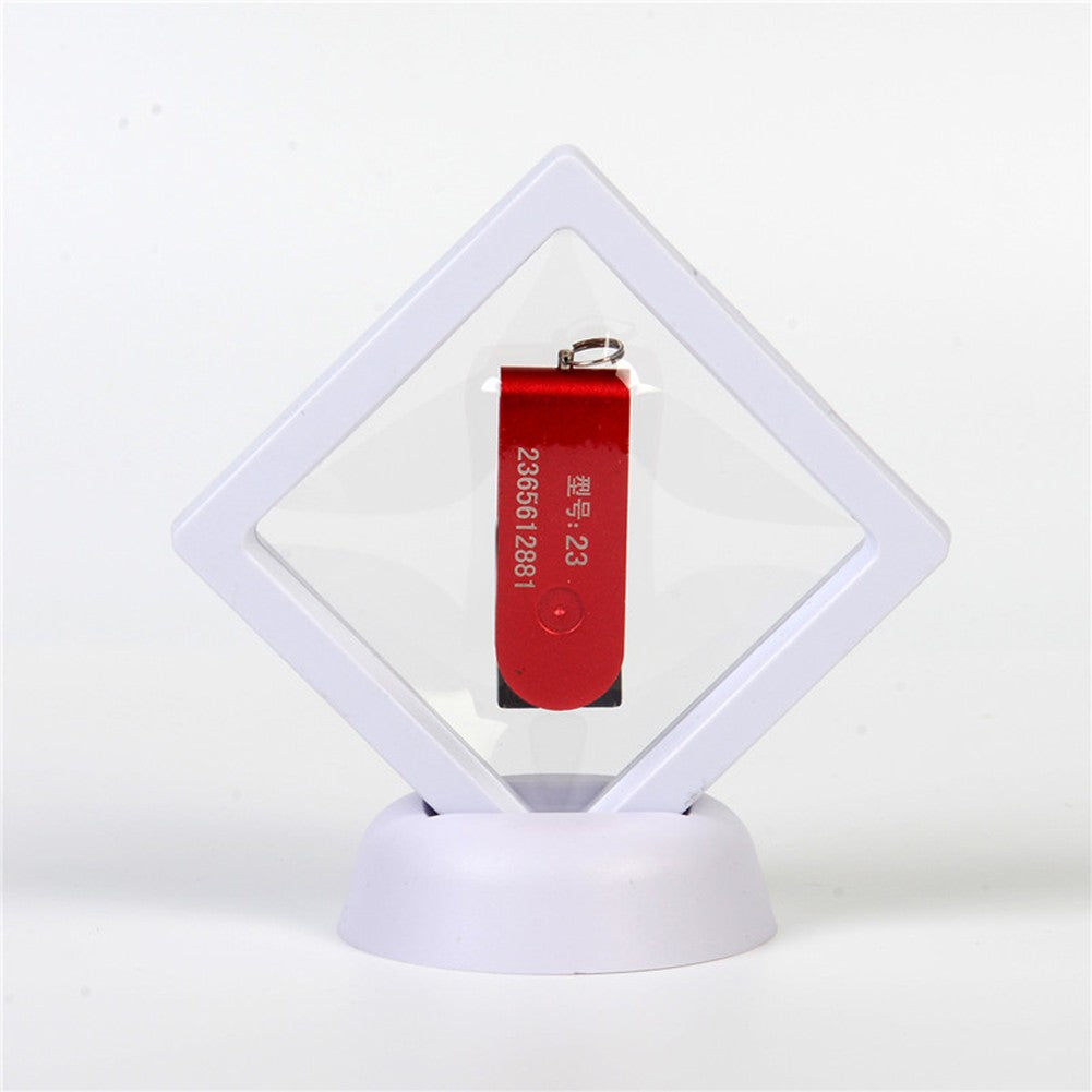 5/10pcs 3D Floating Frame Jewelry Ring Coin Display Stand Holder Storage Box Hou