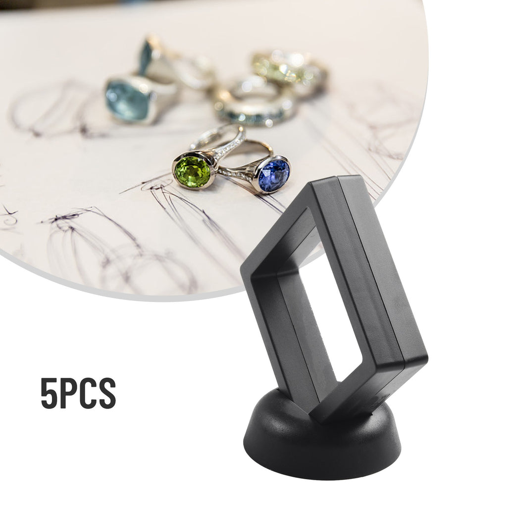 5/10pcs 3D Floating Frame Jewelry Ring Coin Display Stand Holder Storage Box Hou