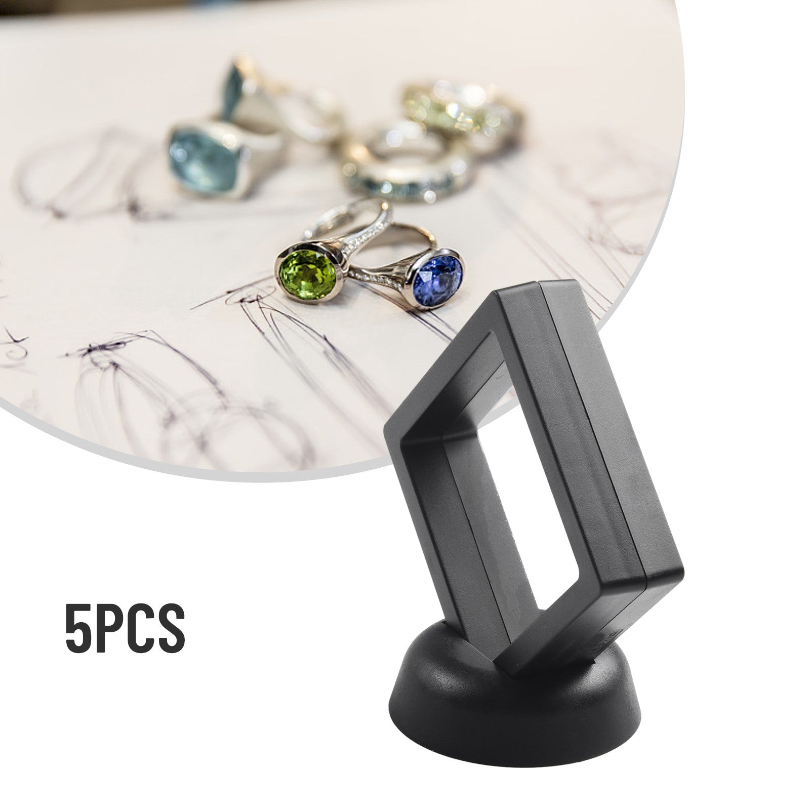 5/10pcs 3D Floating Frame Jewelry Ring Coin Display Stand Holder Storage Box Hou