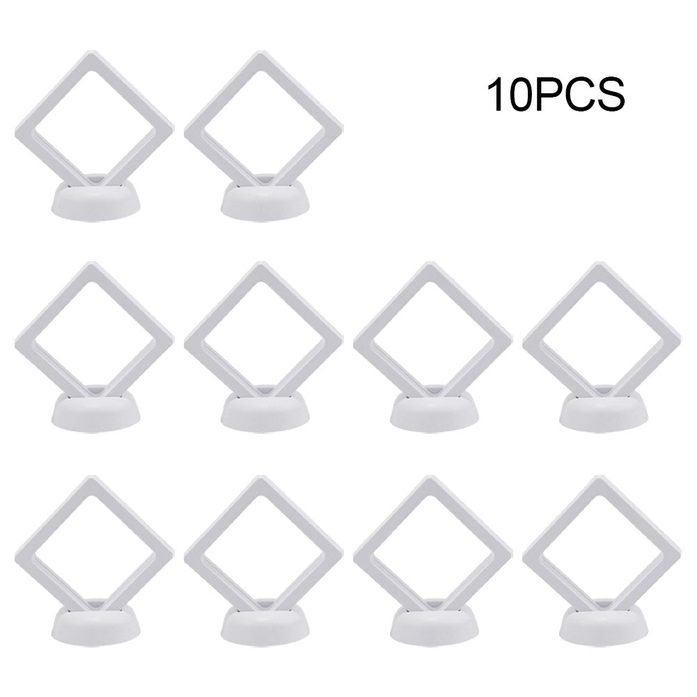 5/10pcs 3D Floating Frame Jewelry Ring Coin Display Stand Holder Storage Box Hou