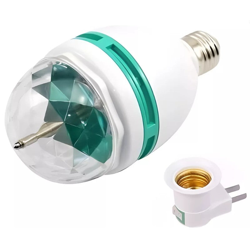 Lampada Giratória Rgb P/ Festas Bivolt + Adaptador Bivolt