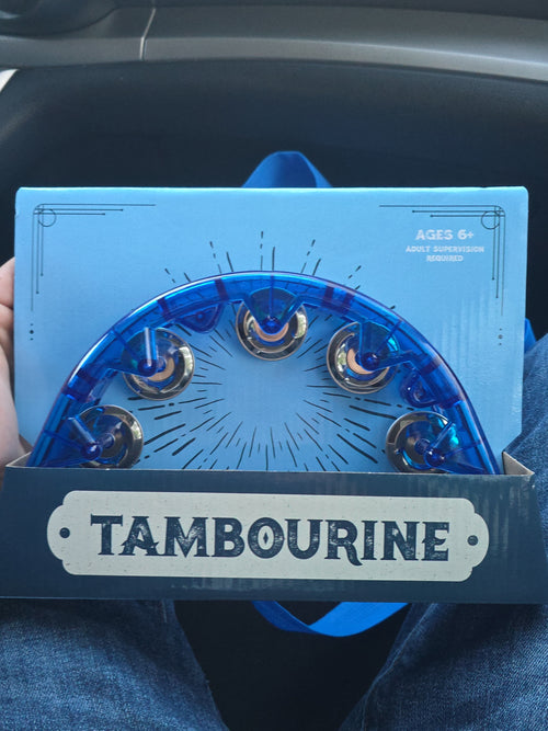 Blue Transparent Single-Row Tambourine Plastic Metal Lightweight Beginner